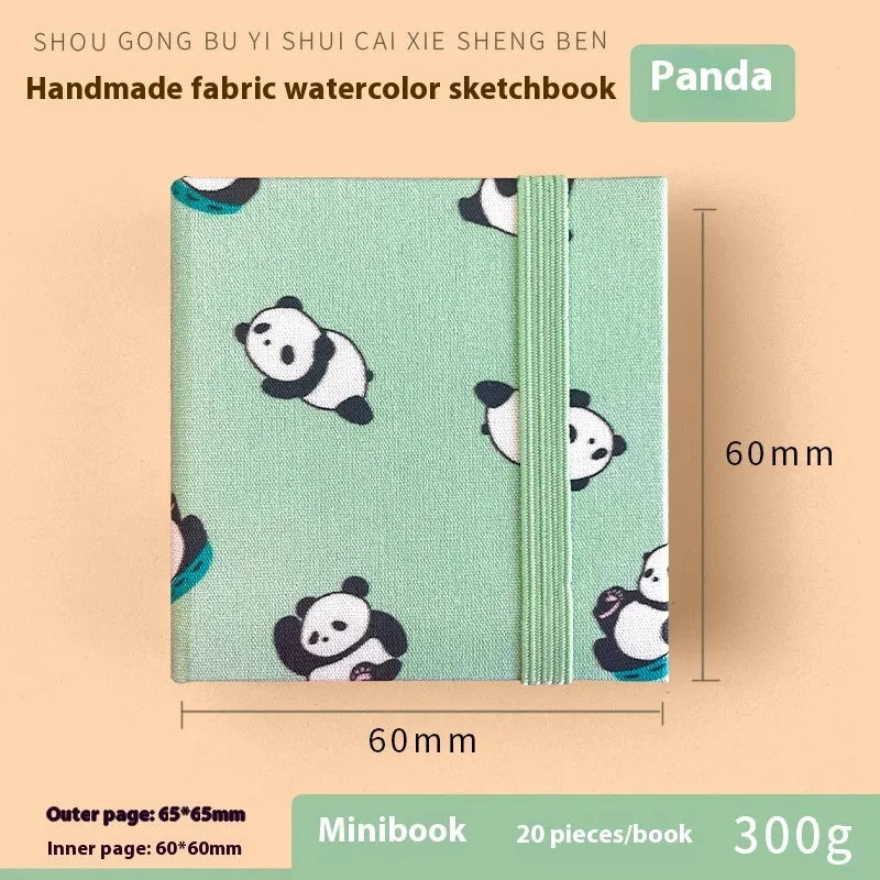 Feiluniao handmade fabric watercolour notebook with cotton paper, 185mm long, shown in a cover design option.
