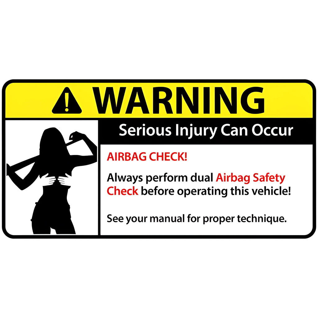 Set of eight colourful, funny comic car warning stickers made from PVC, each measuring 13cm.