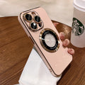 Electroplated 6D phone case with magnetic magnifying glass, TPU anti-fall cover for iPhone 15 Pro Max, Dark Night Purple colour