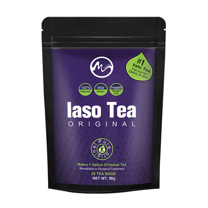 Sealed bag of sugar-free instant slimming tea with cold soaking preparation.