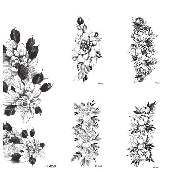 Plain flower tattoo sticker with geometry pattern using water transfer printing in multiple style options
