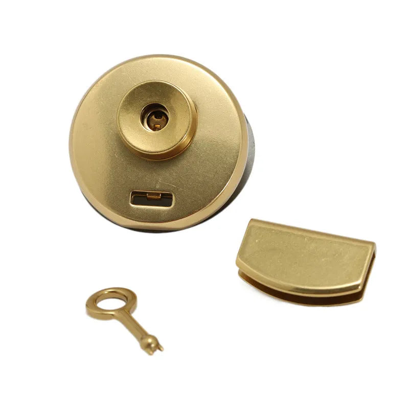 Brass round twist lock buckle set in large round lock colour