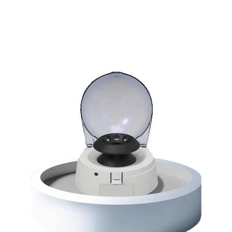 Mini laboratory centrifuge with 7000 RPM speed and compact dimensions