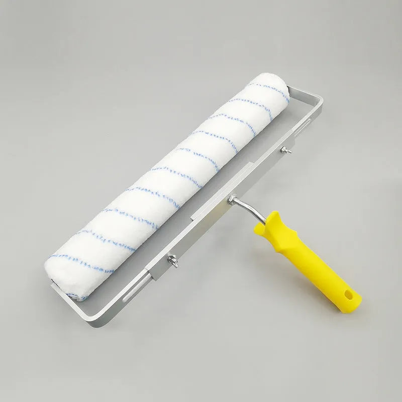 18-inch paint roller tool with extension handle and three interchangeable brush heads for wall painting