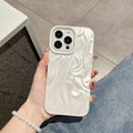White water-ripple TPU phone case with all-inclusive shape for iPhone 11 to 17 Pro Max