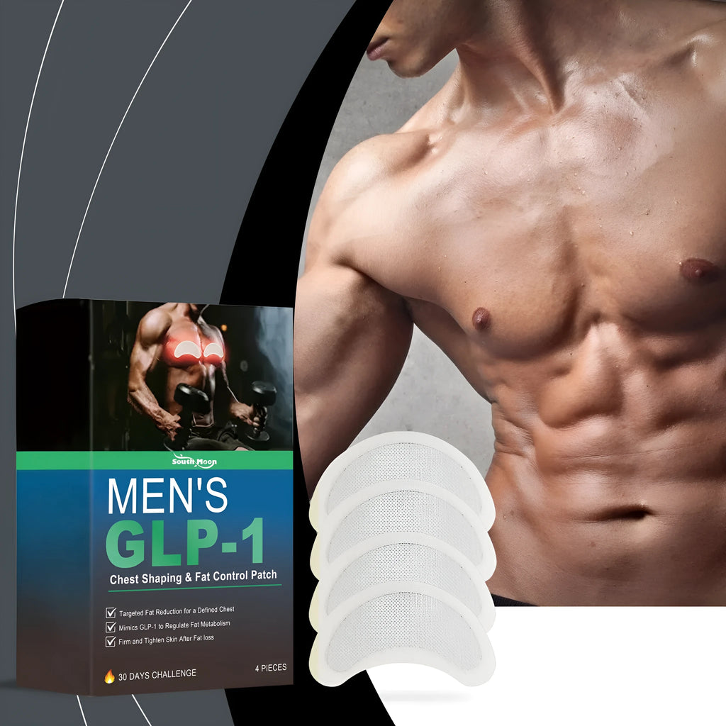 Men's figure control chest patches with natural ingredients in four-piece package