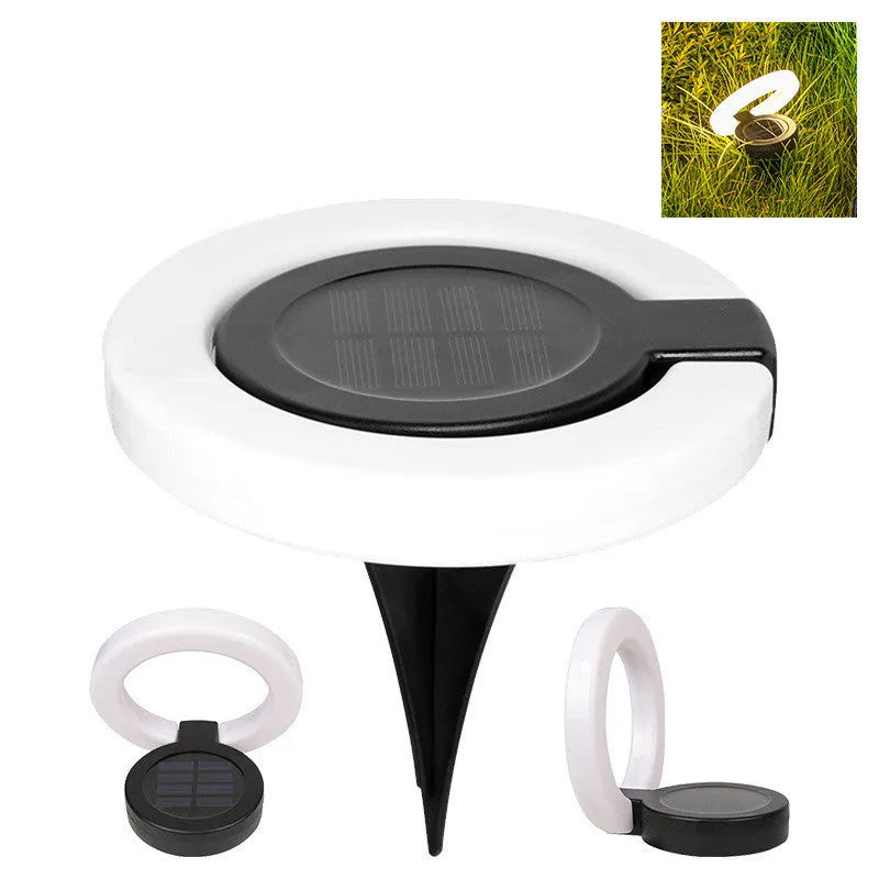 Outdoor solar underground light with folding aperture design for floor or wall installation