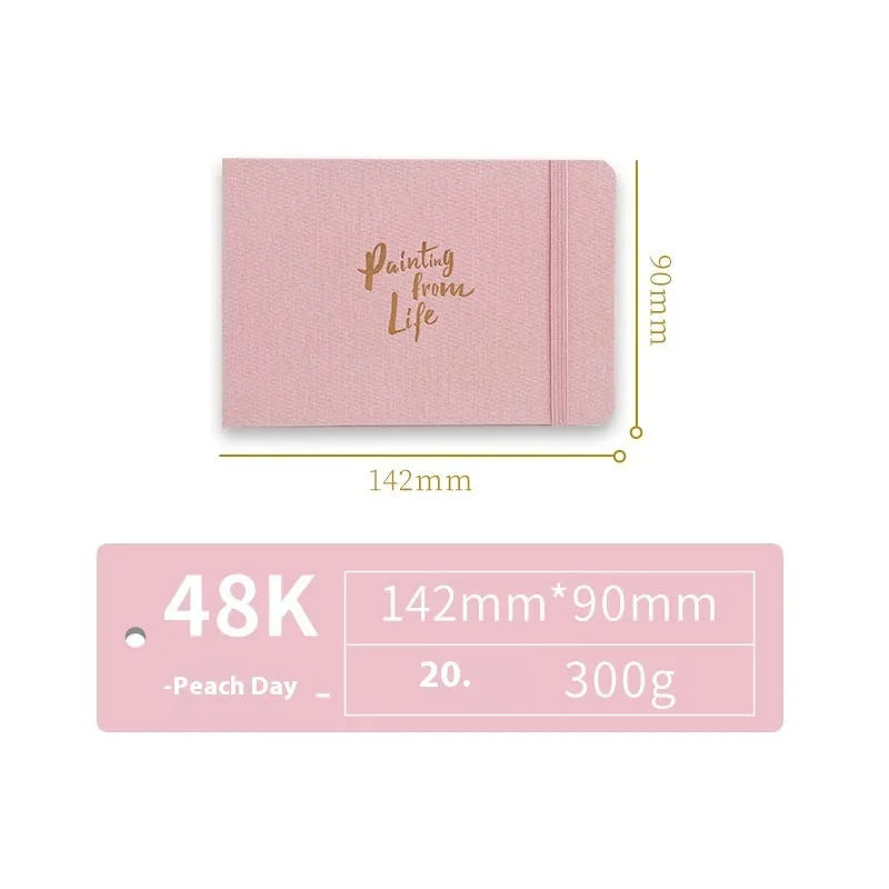 Feiluniao handmade fabric watercolour notebook with cotton paper, 185mm long, shown in a cover design option.