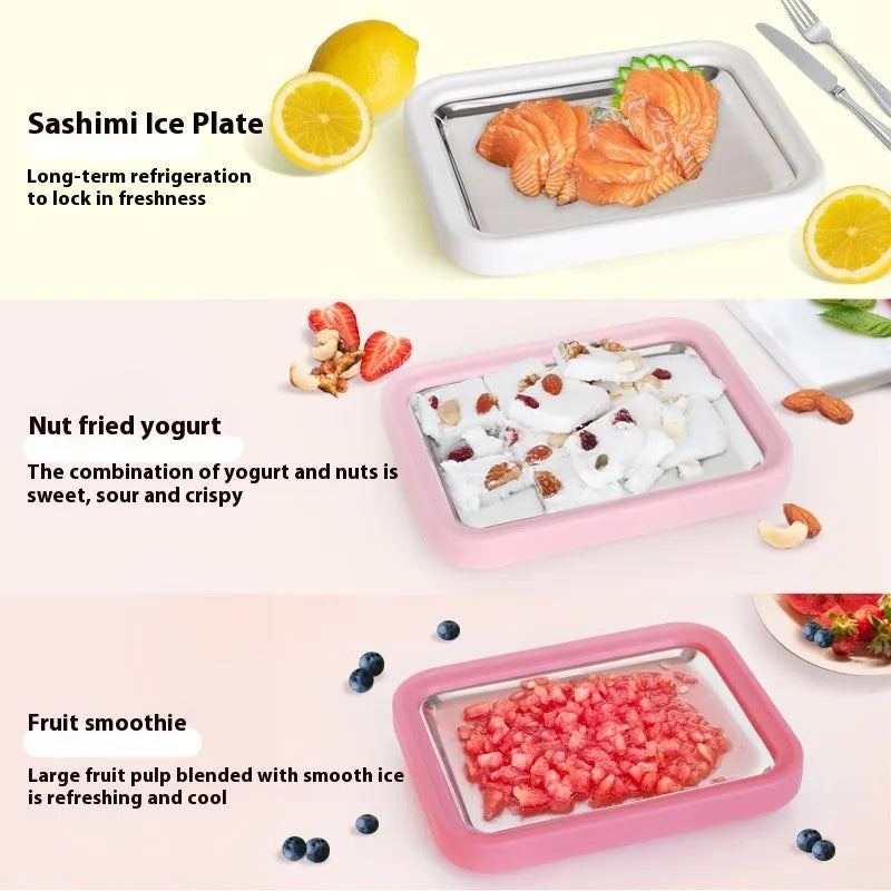 Compact DIY fried yoghurt machine for homemade frozen desserts in green, pink, rose red, or white.