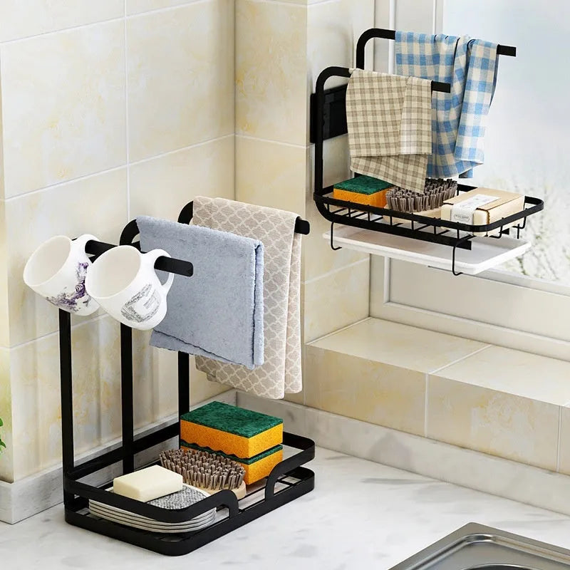 Foldable plastic kitchen rack for rag drainage in new Chinese style design