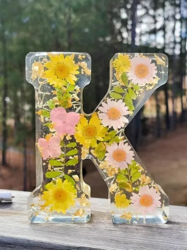 Transparent resin night light ornament with custom letter design 15cm square modern simplicity