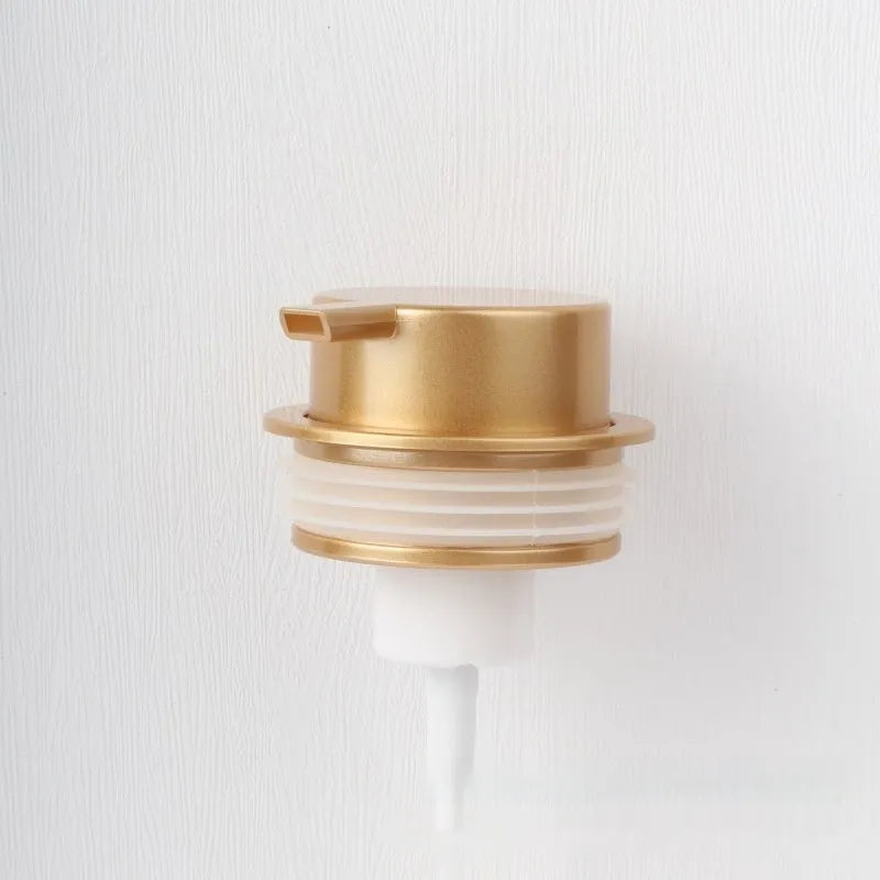 ABS plastic foam pump dispenser for facial cleansers with large pump head in metallic finish