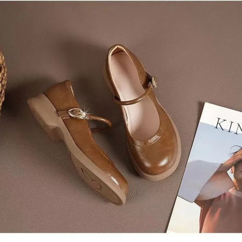 Flat fairy style cheongsam leather shoes with skull pattern and wedge heel in black, white, or light brown