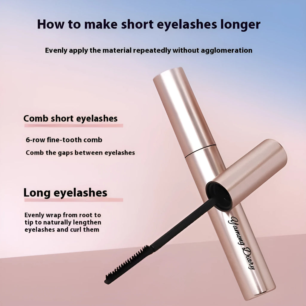 Long curling mascara in black and brown colour options showing standard packaging