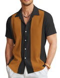 Men's slim fit short sleeve Hawaiian shirt with digital print pattern in elastic fabric.