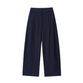 Women's off-neck linen-style shirt and wide-leg trousers set in a coordinated colour.