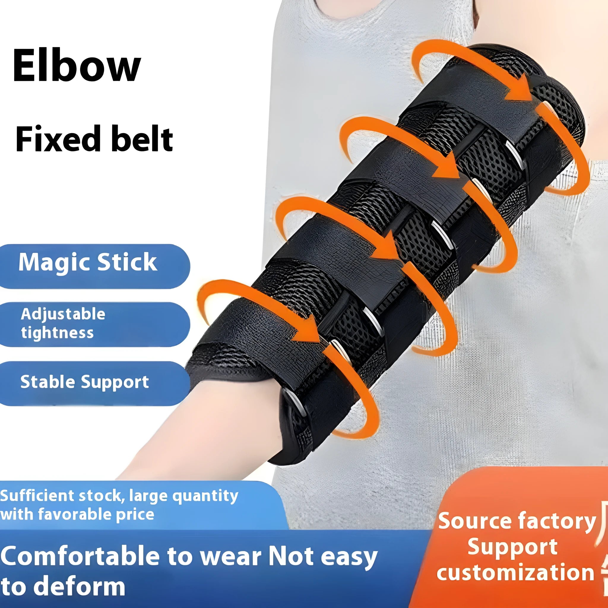 Black medical wrist joint fixing brace for sprain and dislocation support made from SBR cloth