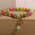 Natural tourmaline ruyi pendant bracelet for women with alloy inlay and rhinestone accents on wrist