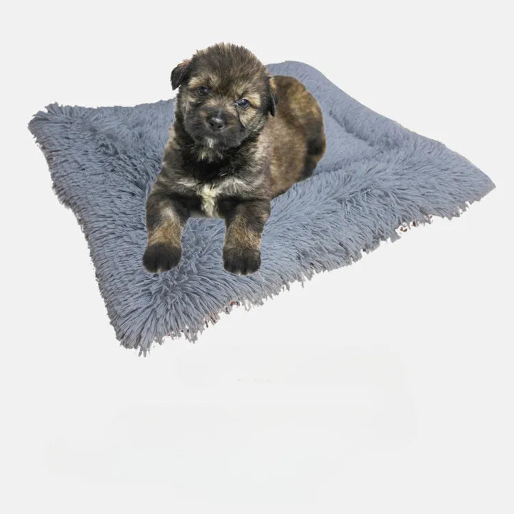 Grey and white pet blanket nest with plush surface and non-slip bottom measuring 61cm by 51cm