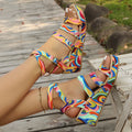 Women's wedge sandals with buckle strap showing fish mouth toe design in single colour