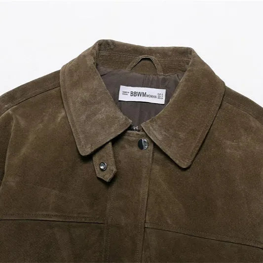 Women's Japanese Korean style casual jacket in PU fabric with medium thickness construction