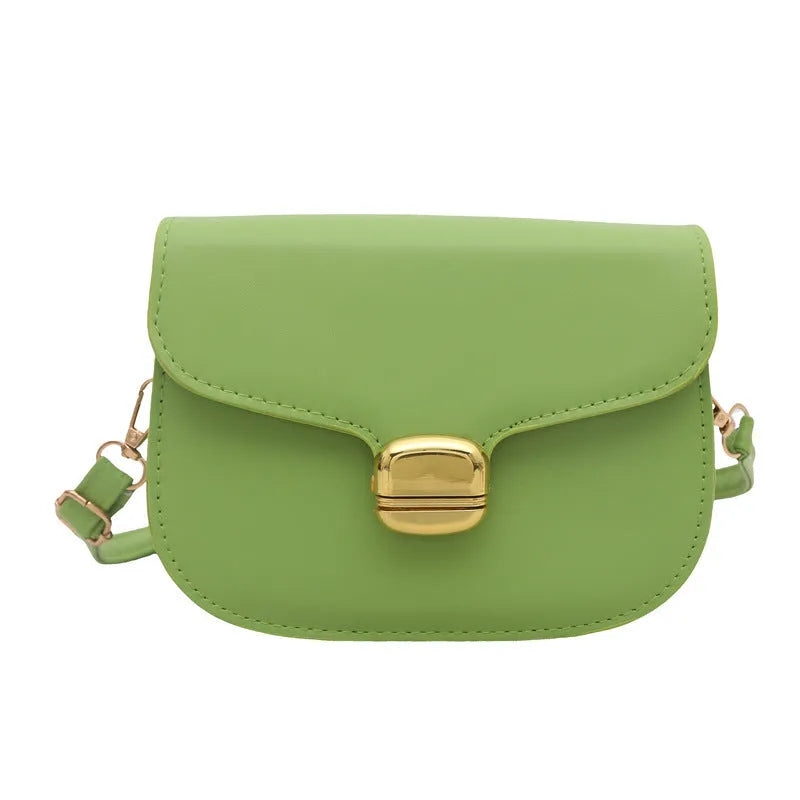 Simple PU leather women's handbag in khaki with internal zipper pocket and phone compartment.