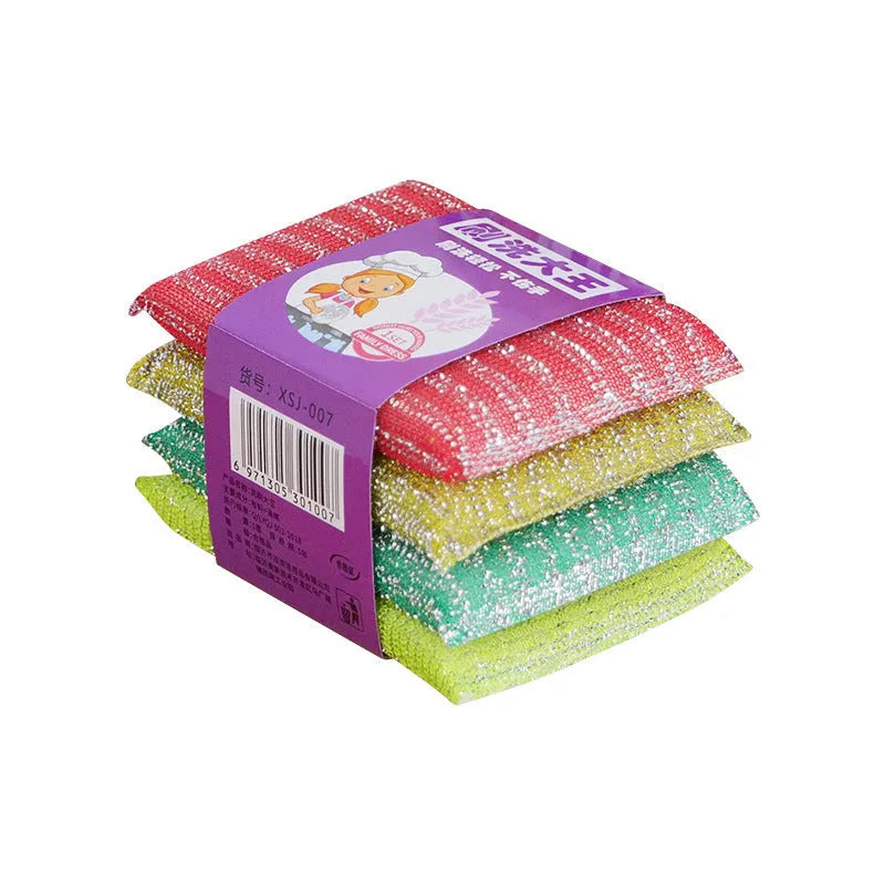 Macaron coloured pinstripe fabric sponge dish mop shown on a kitchen surface.