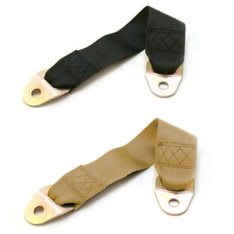 Adjustable polyester door latch and stop belt with screws and nuts for universal application