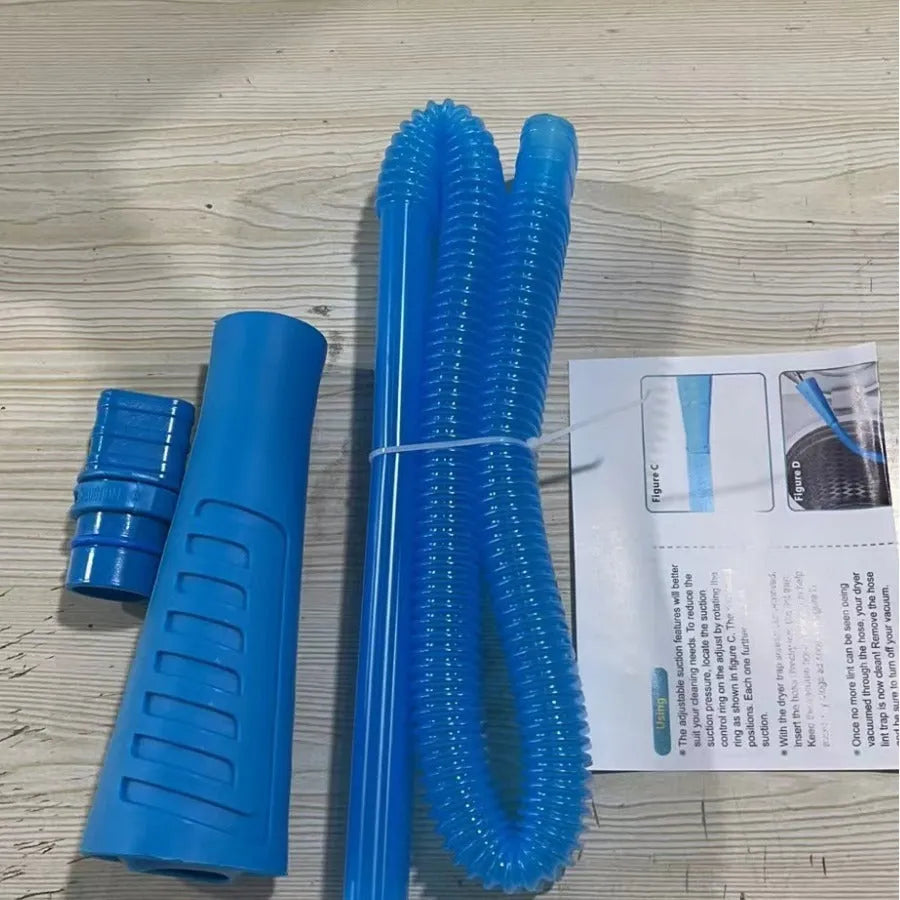 Blue plastic suction pipe cleaner with round head for washing machine maintenance