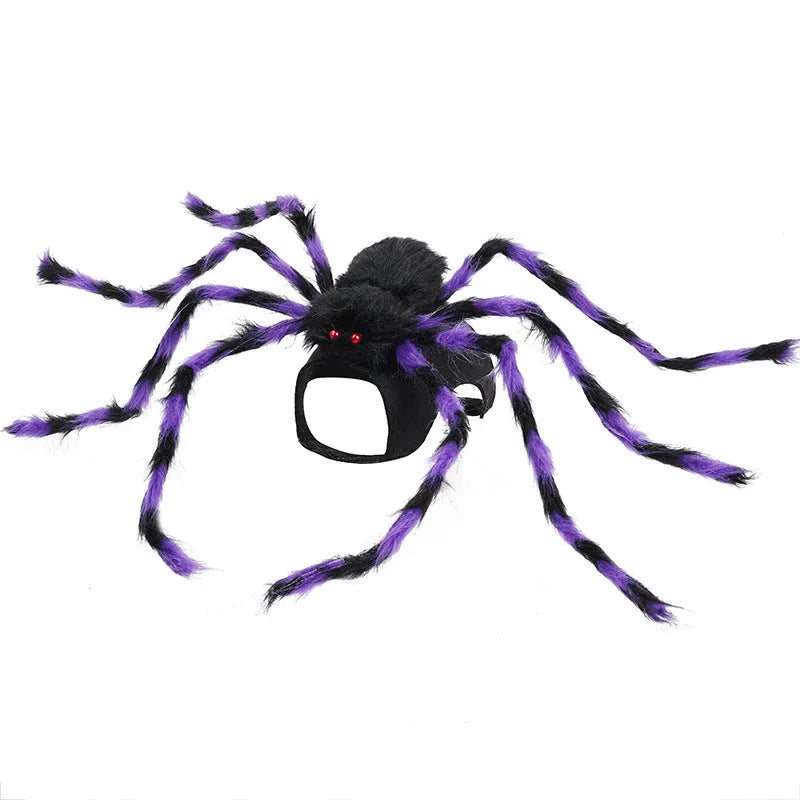 Grey Halloween spider costume for a small dog, showing the eight-legged design.
