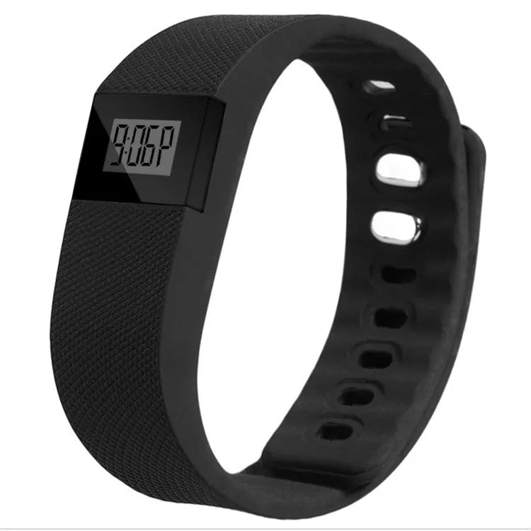 Ordinary plastic ABS bracelet pedometer for step counting, shown in multiple colour options.