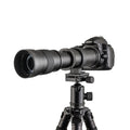 420-800mm manual telephoto zoom lens adapter with T-mount for DSLR cameras showing extended zoom position