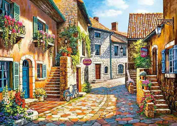 Hand-painted linen oil painting landscape artwork with rimless design in 40x50cm size