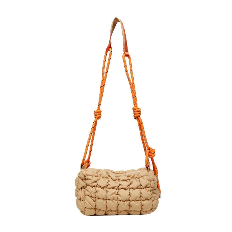 Women's lightweight nylon messenger bag with pillow shape and single shoulder strap