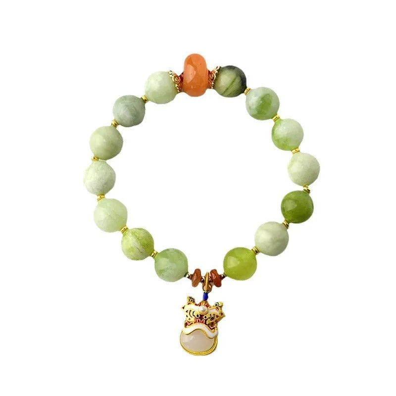 Green milk-in-water jade Xingshi pendant bracelet with 10mm geometric stone