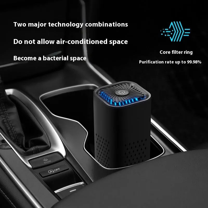 Mini USB air purifier in black or white for spaces under 10 square metres
