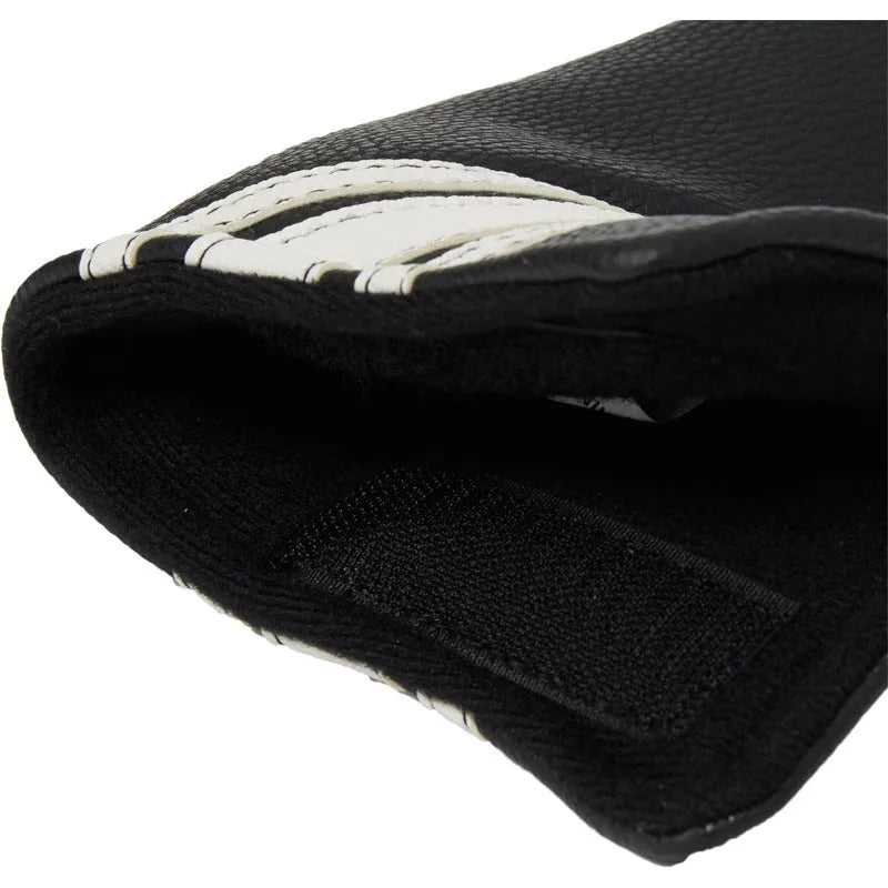 Black PU leather golf putter cover sleeve for protecting club head and shaft.