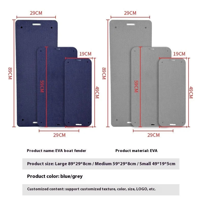 Blue or grey thickened EVA foam marine fender bumper for boat dock protection.