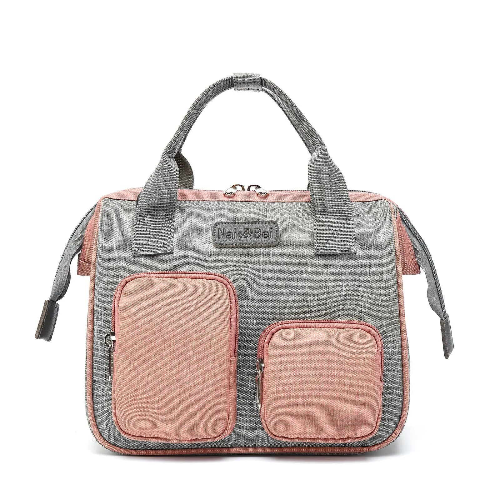Women's large waterproof handbag with Oxford cloth construction and organisational compartments in grey colour