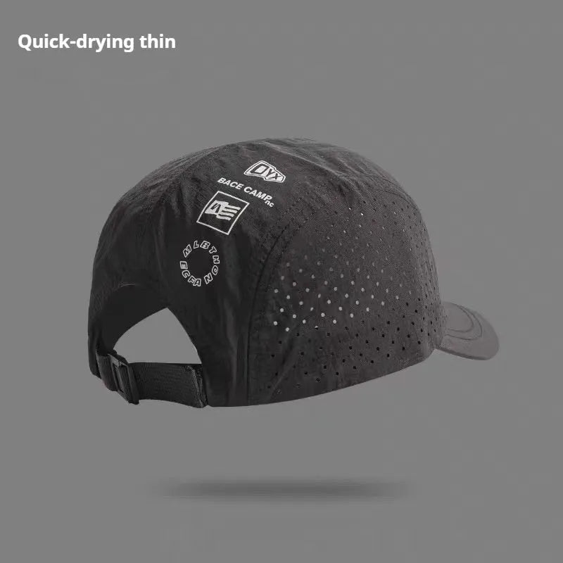 Men's adjustable baseball cap with mesh design in purple, showing dome crown and adjustable strap