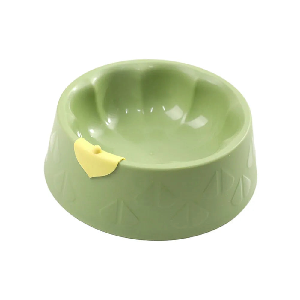 Plastic double pet bowl for cats and small dogs in flower-shaped design