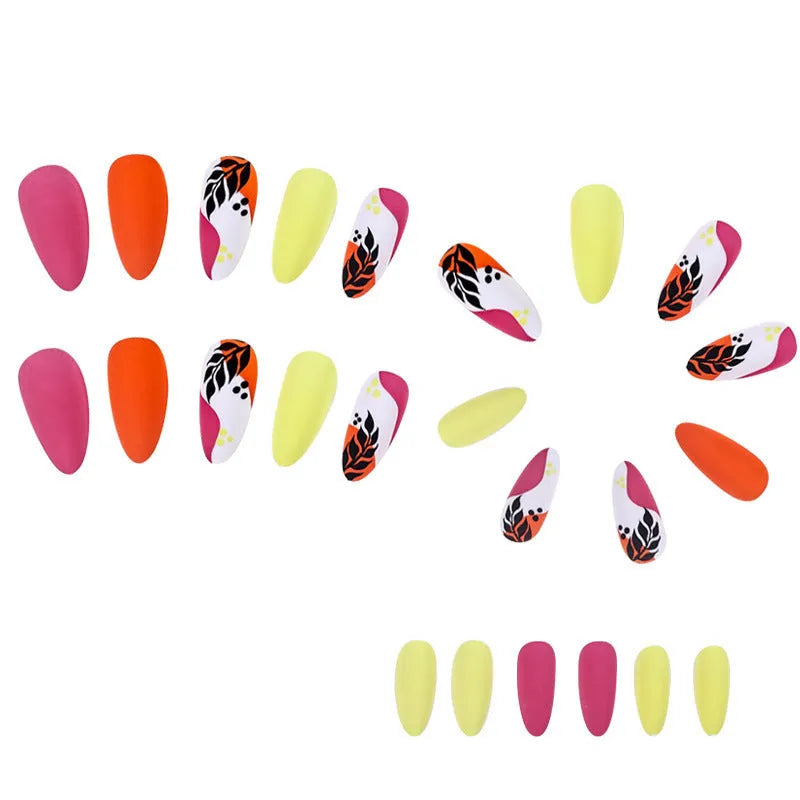 Wear Armour almond nail stickers showing four tulip pattern designs with frosted finish