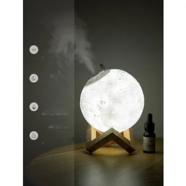 Lunar humidifier night light with 880ml water tank and touch dimming LED in three colours
