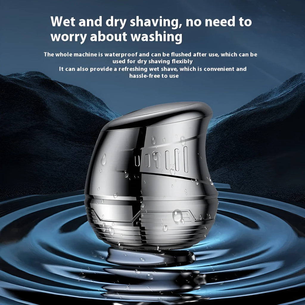 Rechargeable electric shaver with single magnetic cutter head, Type-C charging, LED display and gun black ABS body