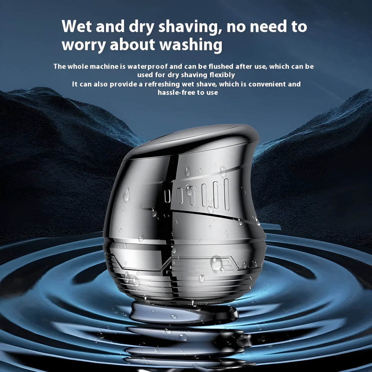 Rechargeable electric shaver with single magnetic cutter head, Type-C charging, LED display and gun black ABS body