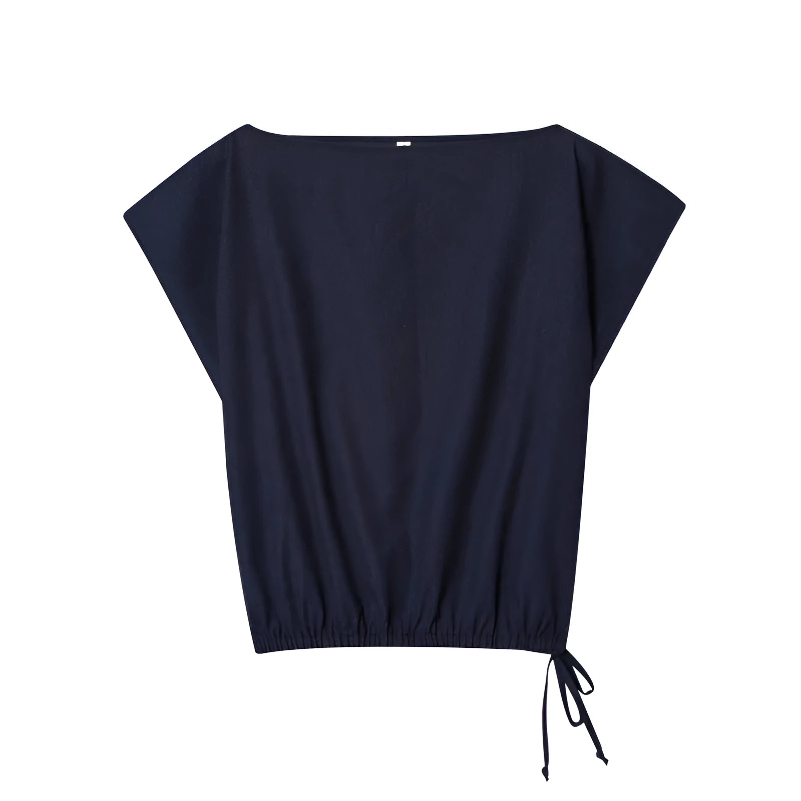 Women's off-neck linen-style shirt and wide-leg trousers set in a coordinated colour.