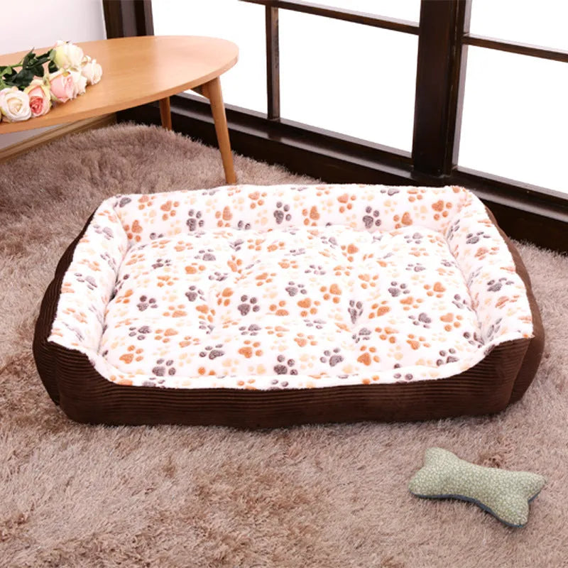 Camel coloured orthopaedic dog bed with 15cm plush foam cushion for small dogs in L size