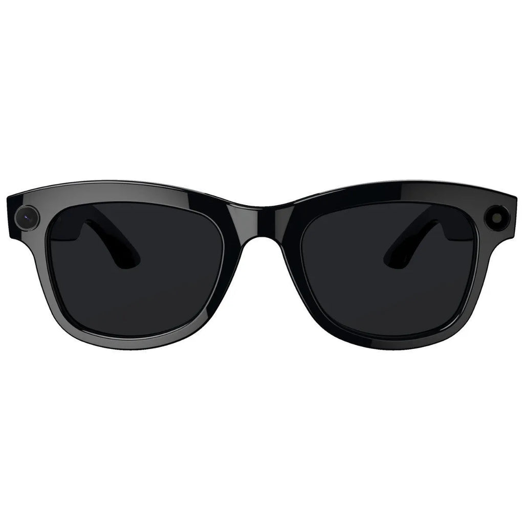 AI translation intelligent video glasses with HD camera in black and transparent lens options on a PC ABS frame.