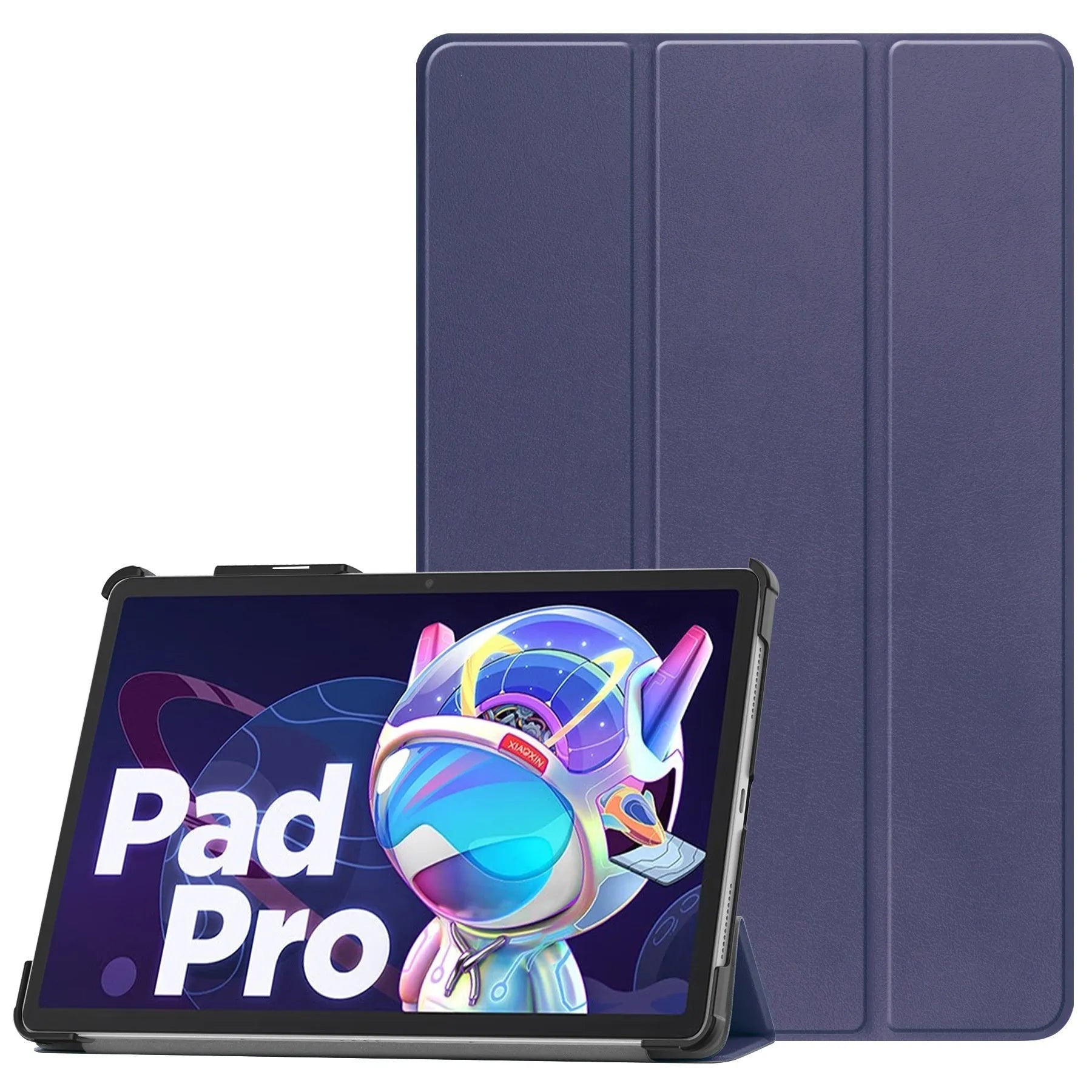 Lenovo Tab P12 protective case in apricot colour with a 3-fold stand open, showing the magnetic closure.
