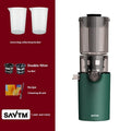 Full-automatic juicer in green with single mesh, PC food grade liner, 1001-1500ml capacity, USB power